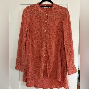 Orange Long Sleeve Blouse